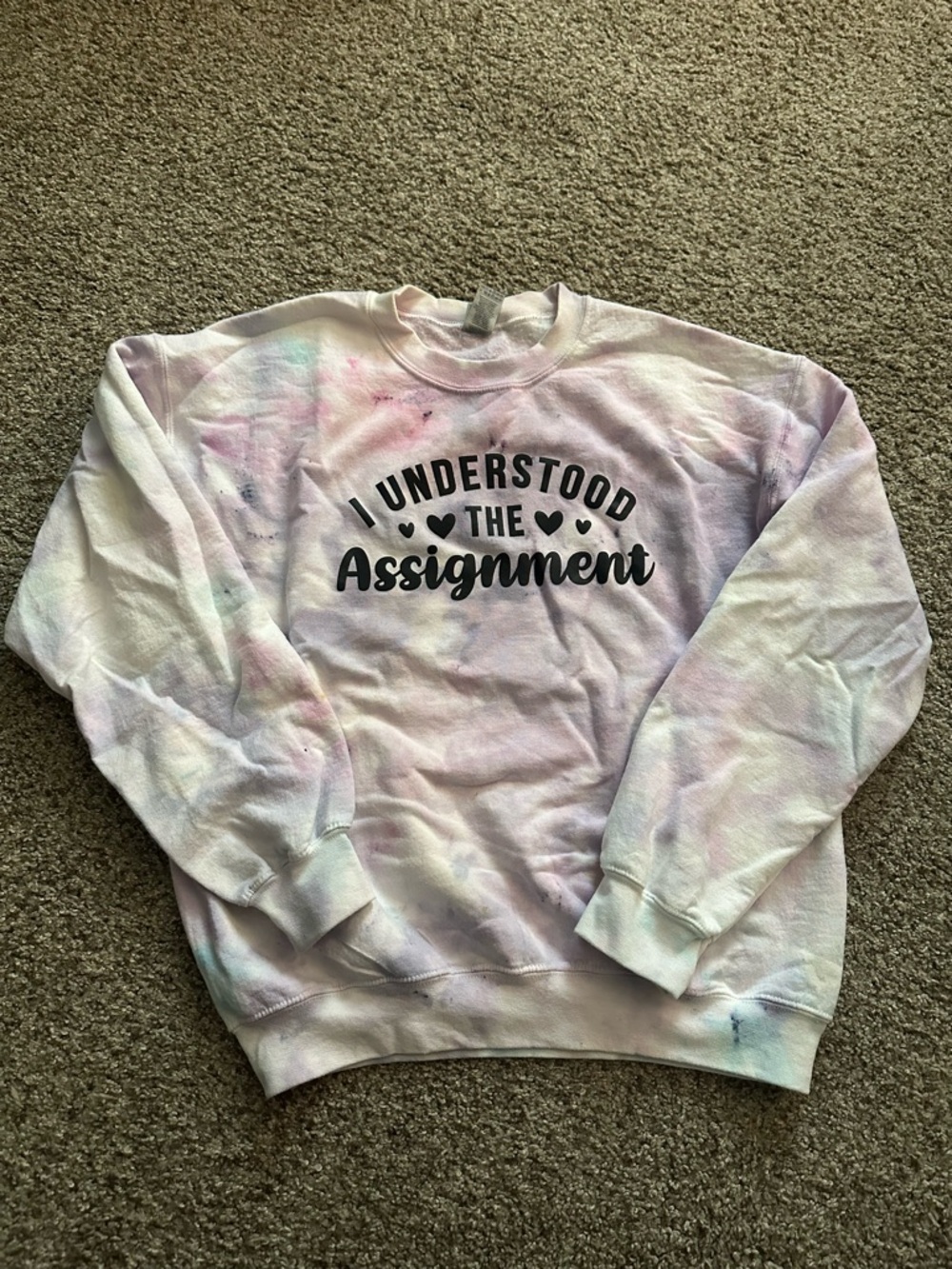 Gildan Pastel Tie-Dye Crewneck Sweatshirt with Black Text
